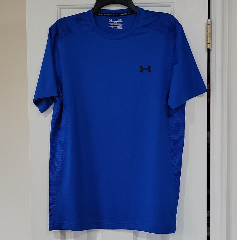 Under Armour HeatGear Men's T-Shirt Blue Crew Neck Short Sleeve Fitted M